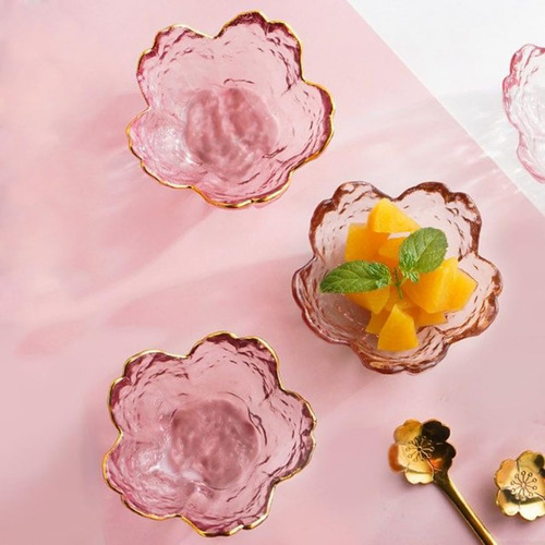 6 Mini Cuencos De Cristal Con Forma De Flor