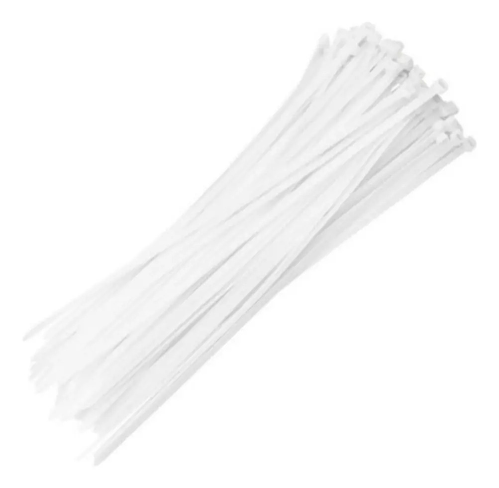 1000 Abraçadeira Nylon ABCD25X100 Lacre Fita Cinta Plástica Cor Branco MFL