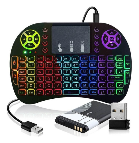 Teclado Controle Led Sem Fio Wireles Tv Pc Game Smart Cores