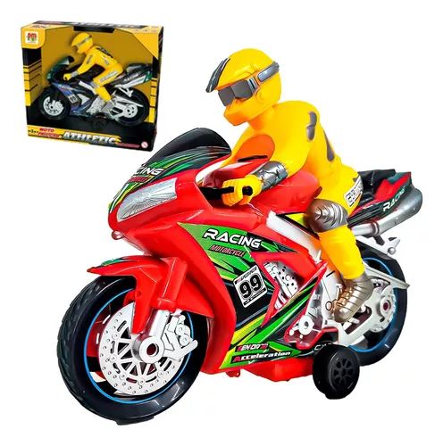 Miniatura de Moto Metal Die-cast Corrida Racing com Som e Fricção