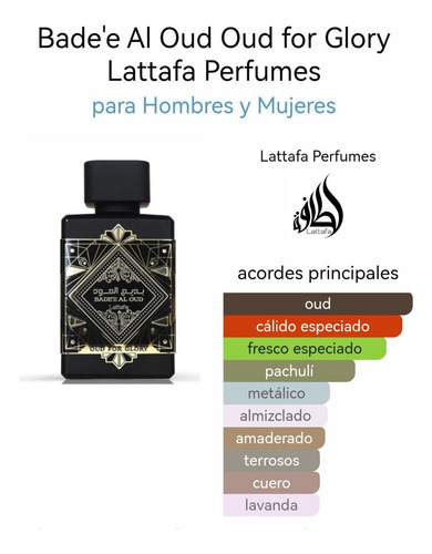 Perfume Árabe Lattafa Oud For Glory Unisex 100ml