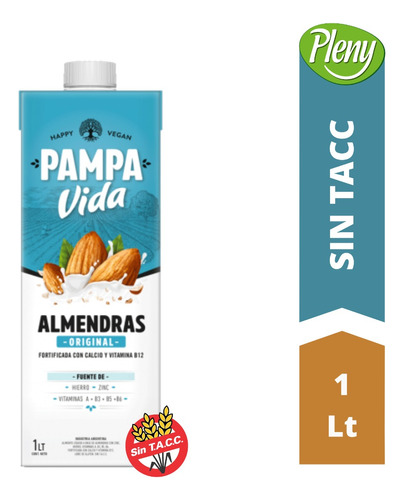 Leche De Almendras Original Pampa Vida X 1 L - Sin Tacc