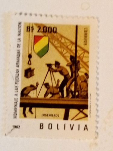 Estampilla De Bolivia.  Ingenieros.  2000bs  (1)