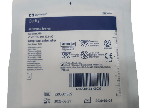 Gasa Esteril Curity Covidien 10x10cm - 600 Sobres X2u Blanco