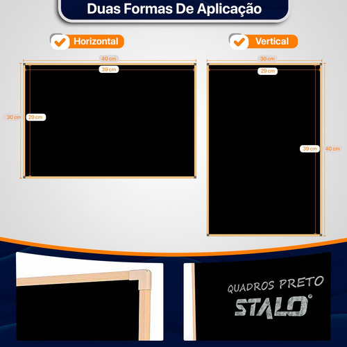 Lousa Preto Infantil 40x30 Quadro Educativo Suporte Com Giz