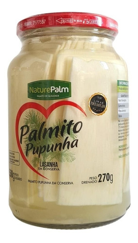 Palmito Pupunha Em Conserva Lasanha Naturepalm 270g Premium