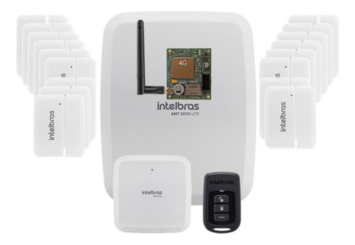 Kit Alarme Intelbras Amt 8000 Lite 4g Sem Fio 17 Sensores