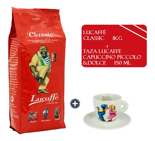 Café En Grano Lucaffé Clasic 1kg + Taza Piccolo&dolce 150ml