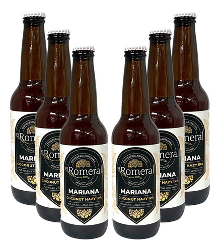 Six Pack Cerveza El Romeral Mariana Coconut Hazy Ipa 355 Ml