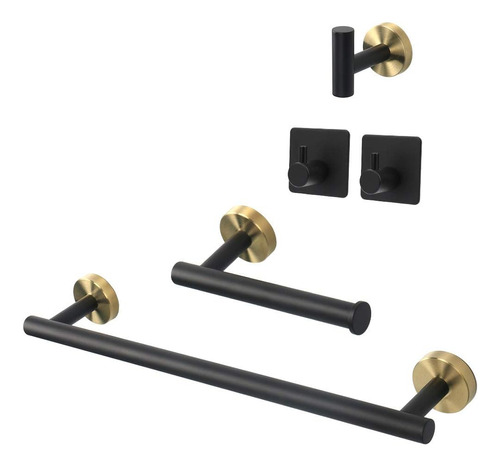 Set De Accesorios De Baño Tocten 5u 16 Pul Black N Gold