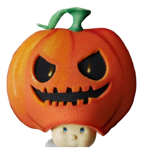 Gorro Peluca Calabaza Fornite Halloween Pintado A Mano Naranja