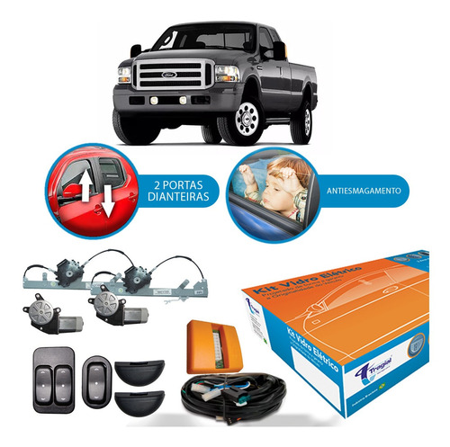 Kit Vidro Elétrico Ford F-250 2000 A 2015 Tragial 2 Portas