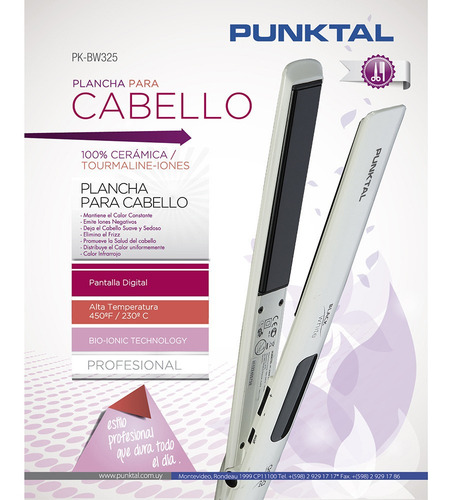 Imagen 2 de 2 de Plancha De Cabello Punktal Mod. Pk-bw325 Geant