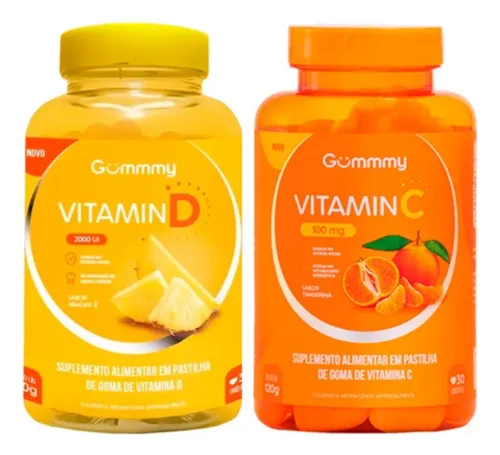 Combo Vitamina Gummy Hair Vitamina D Sabor Abacaxi + Gummy Vitami...