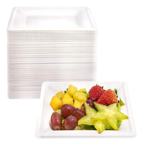 Pack 100 Platos Biodegradable Desechable 26cm 