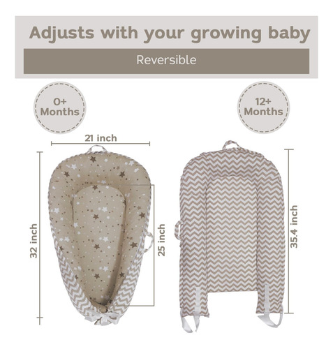Nido De Bebé Reversible De Algodón Orgánico, Ajustable