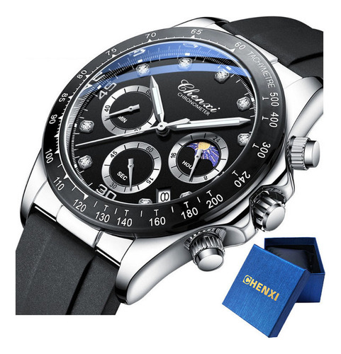 Reloj Chenxi Chronograph Moon Phase Quartz Para Hombre