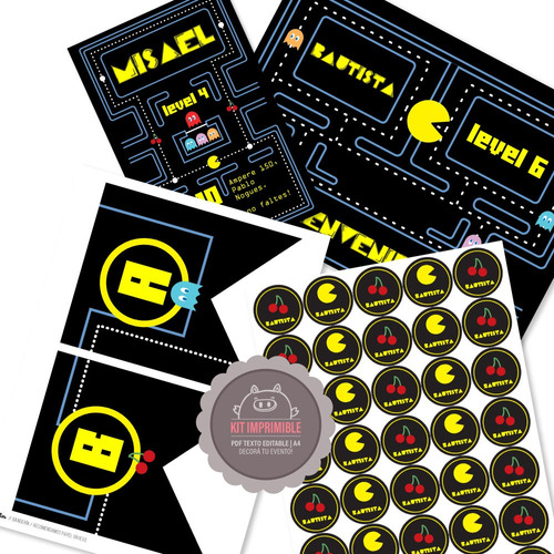 Kit Imprimible Editable Pacman!