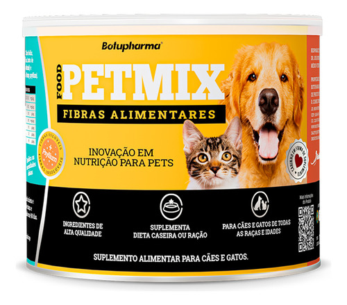 Food Petmix Fibras Alimentares P/ Cães Gatos Botupharma 100g