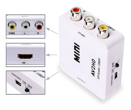 Conversor Ditron Adaptador Video Rca Av2 A Hd 720p 1080p