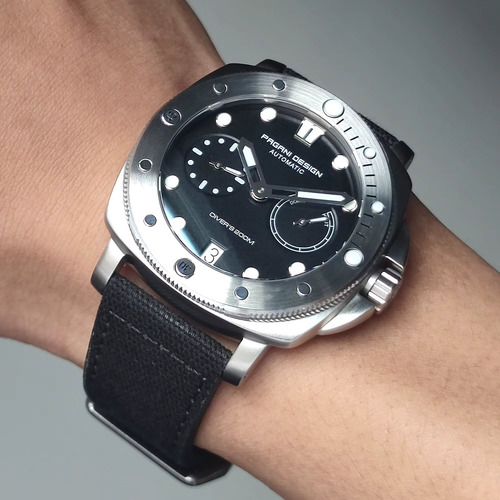 Reloj Hombre Pagani Design Pd-1767 Automatico Negro Negro Plateado Negro