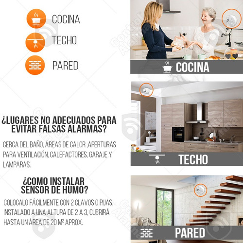 Imagen 8 de 8 de Detector Humo Sensores Inalambrico Alerta Sonido Casa Kit 4