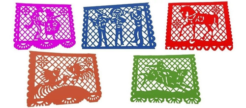 Decoración Plástico Picado Fiesta Mexicana 10 Tiras,5 Metros