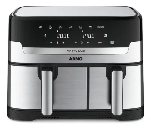 Fritadeira sem Óleo Airfryer Arno Dual 8,3L Inox Digital 1800W AFD2