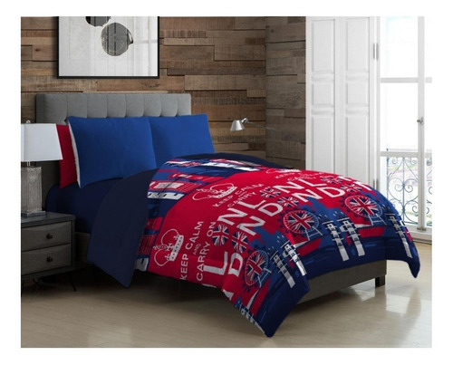 Imagen 3 de 3 de Cobertor Melocotton Flannel estampado Matrimonial Londres