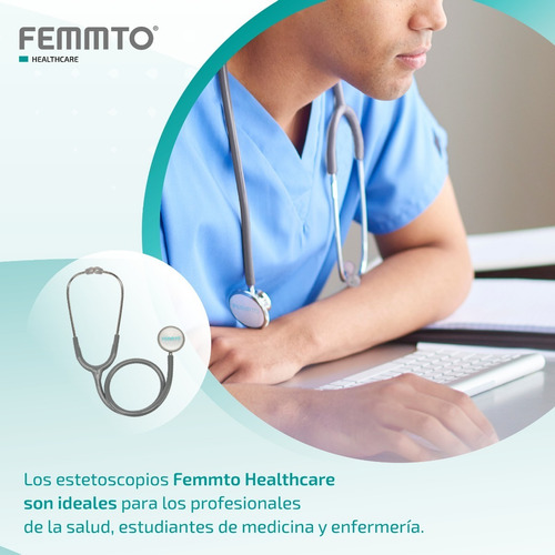 Imagen 3 de 9 de Estetoscopio Femmto Profesional Doble Campana Adulto Color Gris