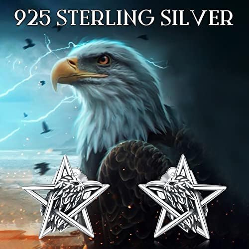 Pendientes De Cuervo De Plata De Ley Con Pentagrama De Cuerv