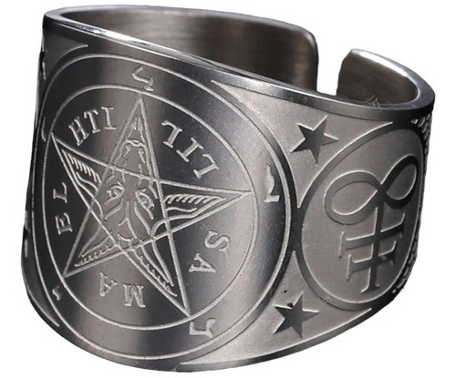 Anillo Plateado Dorado Samael Lilith Baphomet Diablo Satan P Plateado 9