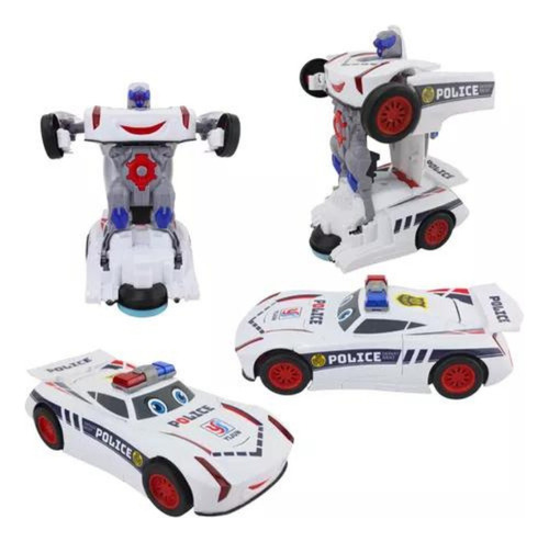 Relâmpago Mcqueen Carrinho Transforma Robô Brinquedo Carros Cor Branco Personagem Policia Macqqueen