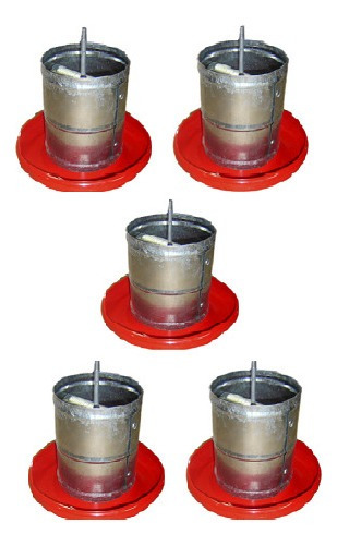 Kit 5 Comedouros Tubular Galvanizado Galinha Frangos 5kg