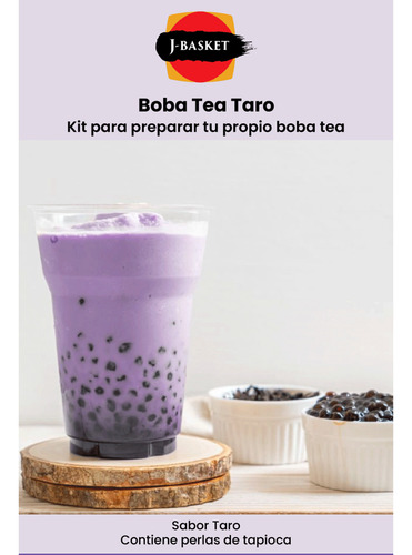 Imagen 2 de 2 de Kit Instantáneo De Boba Sabor Té Taro Con Tapioca Bubble Tea