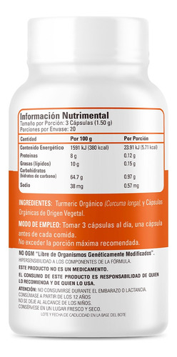 Curcuma Organico 60 Capsulas Natural