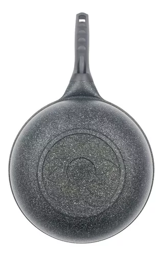 Sartén Wok Mármol Inducción Negro — Queen Sense