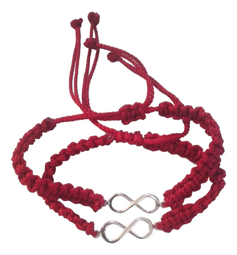  Dúo Pulseras Para Parejas,  Infinito Hilo Rojo Dije   Plata