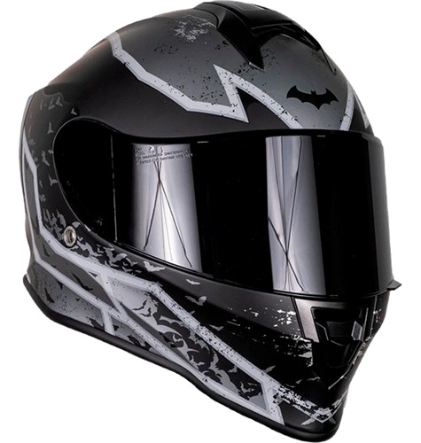 Casco Motocicleta Kov Kroon Batman Integral Certificado Ece Negro Solido L