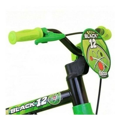 Bicicleta urbana infantil Nathor Black 12 freios tambor cor preto/verde com rodas de treinamento