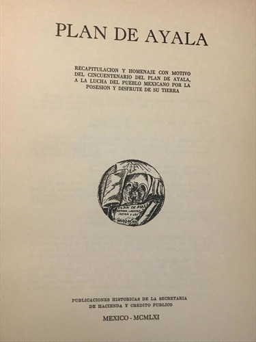 Plan De Ayala De Emiliano Zapata (Usado)