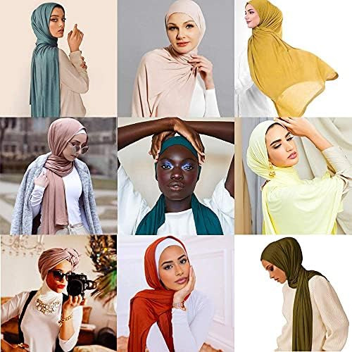 Hophor Jersey Hijab Bufandas Para Mujer, Musulmana Head Wrap