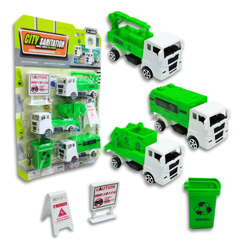 Kit Carrinhos Caminhão Lixo Reciclagem Miniatura Brinquedo