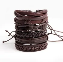 Comprar Juego De 6 Pulseras De Cuero Legítimo.