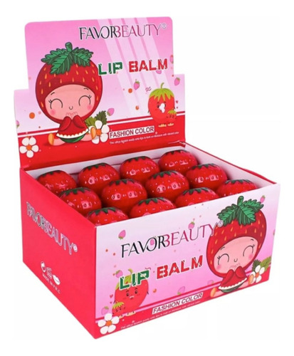 Caja De 24 Bálsamos Para Labios Hidratante Forma De Fresa