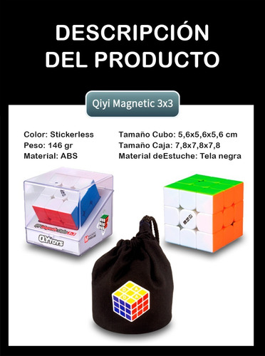 Cubo Rubik 3x3 Qiyi Ms Magnético Stickerless 3x3x3 + Estuche