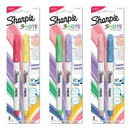 Set 2 Destacadores Sharpie S Note Pastel