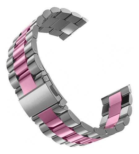 Pulseira De Aço Inox Para Smartwatch Series 6 7 8 9 Se Ultra Cor Prata Listra Pink