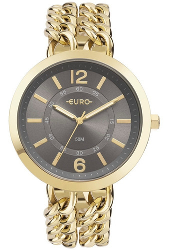Relógio Euro Feminino Chains Dourado - Eu2035yth/4f Cor do fundo Preto