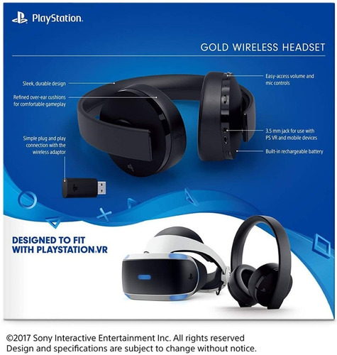 New Gold Wireless Headset Ps4 - Original - 7.1